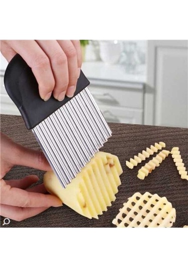 Pazly Cbtx Patates Kızartması Kesim Güçlü Paslanmaz Çelik Testere Bıçağı Tırtıklı Kesici Meyve Ve Sebze Araçları Dalga Bıçağı Mutfak Ekipmanları Aksesuarları Siyah Siyah