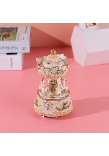 Sarı Ammoon Müzik Kutusu Atlıkarınca At Tek Boynuzlu At Renk Değişimi Led Işık Işıklı Dönen En Iyi Hediye