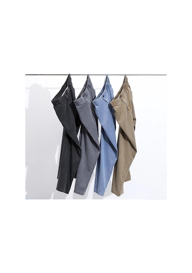 Yazlık Nefes Alabilen Bol Paça Çok Yönlü Buz İpek Erkek Kot Pantolonu Kahverengi