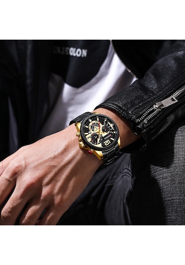 Curren 8395 Çelik Kayışlı Quartz Kol Saati Siyah-Altın