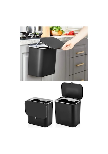 15 Litre Fonksiyonel Kapaklı Banyo Mutfak Tezgahüstü Çöp Kovası Dolap Duvar Aparatlı 15 Lt. Diğer