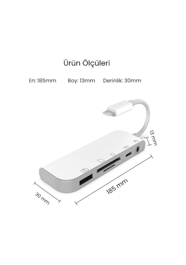 Lightning Otg Dönüştürücü Usb, Sd Kart, Micro Sd Kart Okuyucu Apple Uyumlu iPhone Lightning Adaptör