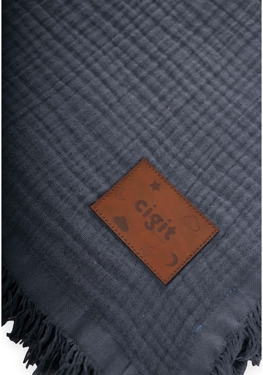 Cigit Müslin Dört Kat Yatak Örtüsü 200x220 Cm Antrasit Antrasit