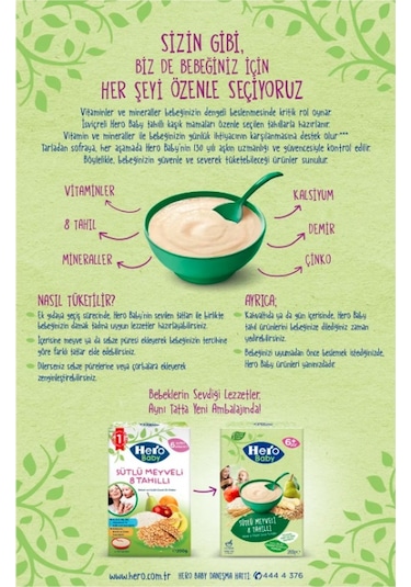 Hero Baby Sütlü Meyveli 8 Tahıllı 6+ Ay Kaşık Maması 200 G