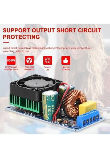 Fortunelane 500w Irs2092s D Sınıf Hif Dijital Güçlendirici - Tek Sesli, 4-8ω Hepsil Süpürge Desteği, Aşırı Sıcaklık & Kısa Devre
