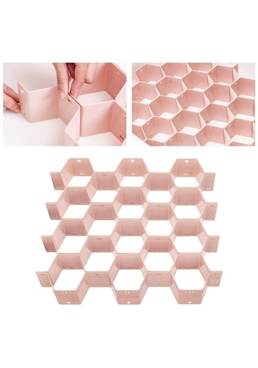 Homyl Petek Dolap Çorap İç Çamaşır Çekmece Bölücü Pembe Pembe