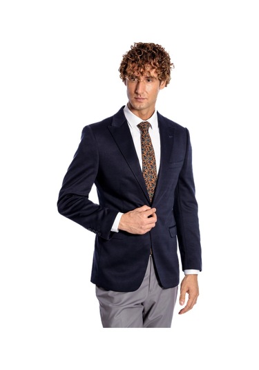 Wessi Lacivert Düz Slim Fit Erkek Ceket Lacivert