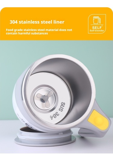 Soulader Otomatik Karıştırmalı Paslanmaz Çelik Seyahat Kahve Kupası, Elektrikli Çırpıcılı Bardak, Şarj Edilebilir Taşınabilir French Press Alternatifi Gri