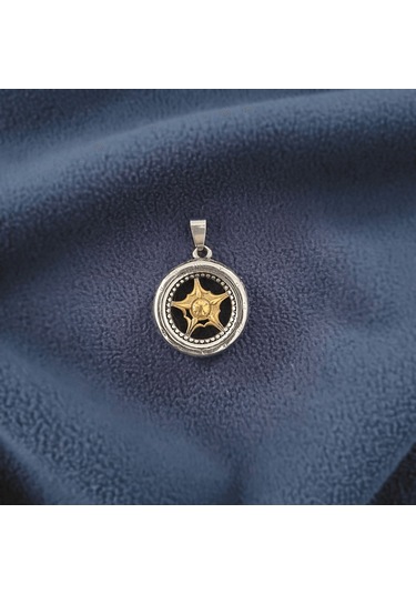 Gotik Roma Yıldızı Çelik Kolye Ucu Gümüş