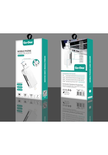 Go Des GD-DK102 Lightning & Micro USB Veri Aktarımı SD & Micro SD Kart Okuyucu - ZORE-253401