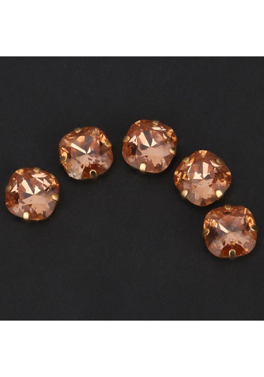 Padalink 12mm Şampanya Renkli Cam El Dikiş Taşları - Kalın Bakır Tabanlı, Dayanıklı, İki Delikli Gömlek/elbise/evlilik Aksesuarı 5 Adet/paket Şampanya