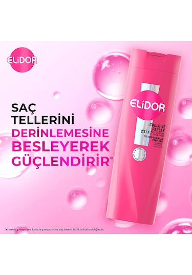 Elidor Güçlü ve Parlak 2'si 1 Arada Şampuan ve Bakım Kremi 3 x 400 ML