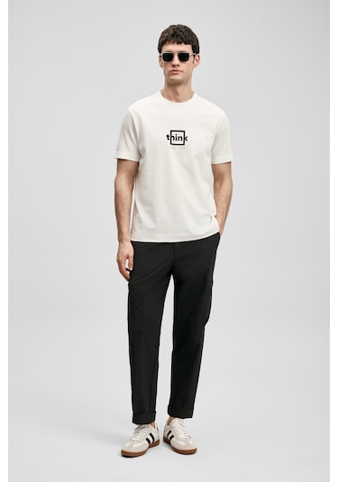 Lufian Thınk Modern Grafik T- Shirt Kırık Beyaz Kırık Beyaz 111020310100510