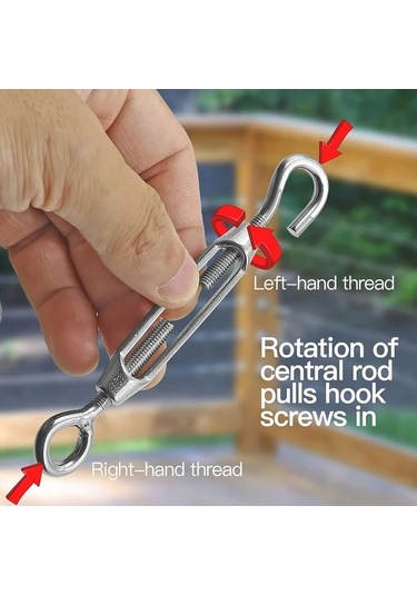 Willowhaven 9 Parça M4 Halat Gergi Seti Kanca Göz Bağlantılı 304 Paslanmaz Çelik Diğer