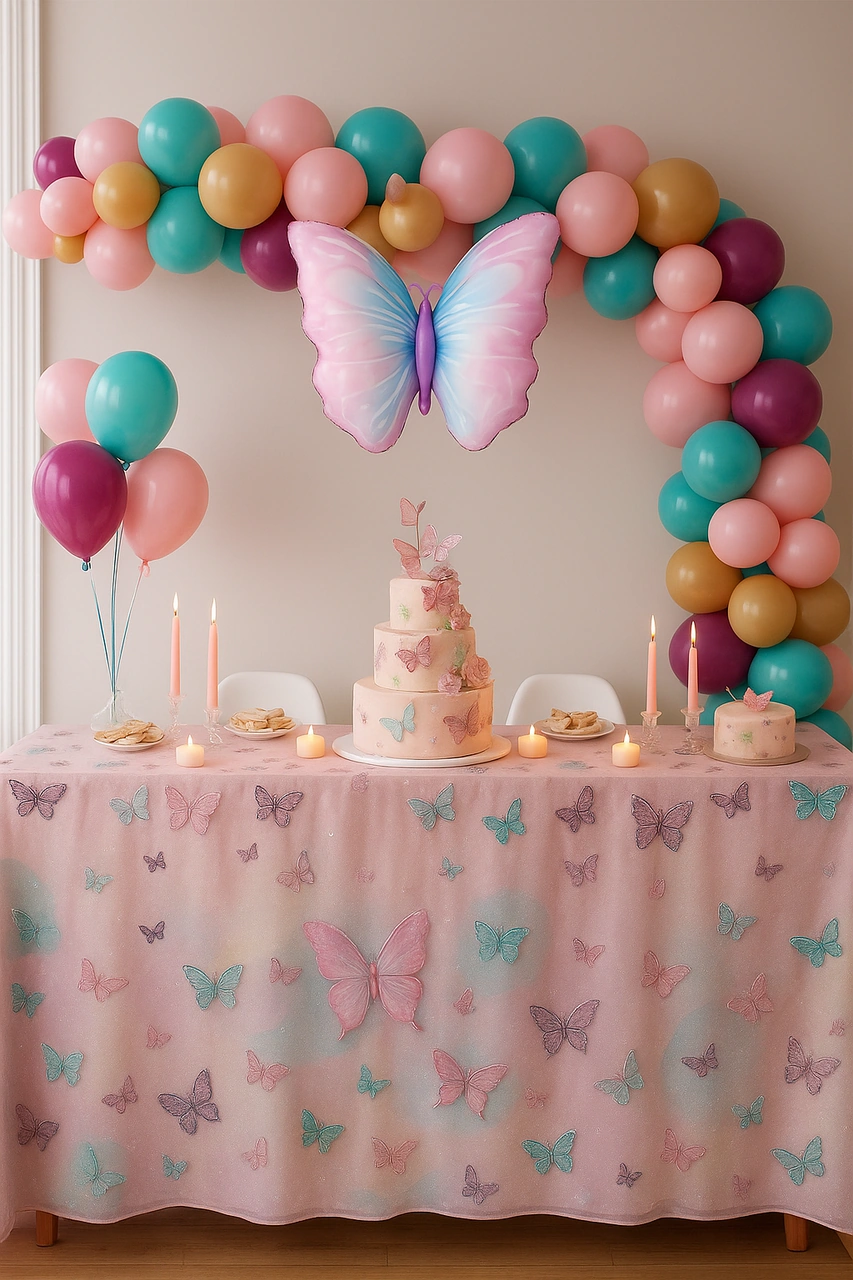 Folyo Balon Kelebek Temalı Pembe Tonlarda 82x52cm Doğum Günü Süsü Sadece Folyo Balon Diğer