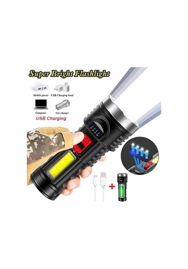 Soulader Şarj Edilebilir Xenon El Feneri - Taşınabilir, Çok Fonksiyonlu, Usb İle Şarj, Dayanıklı Ve Güçlü Işık Kaynağı Siyah