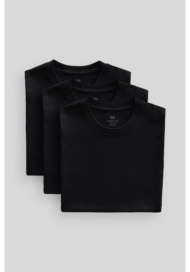 Tommylife Standart Fit Basic O Yaka 3lü Paket Siyah Erkek T-shirt 87911 SIYAH