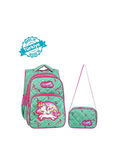 Waddell Lisanslı Mint Yeşili Unicorn Desenli İlköğretim Okul Sırt Çantası