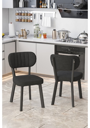 Parla 70x110cm Atlantik Mutfak Masası, Mutfak Masası Takımı, Yemek Masası, 4 Siyah Sandalye Siyah