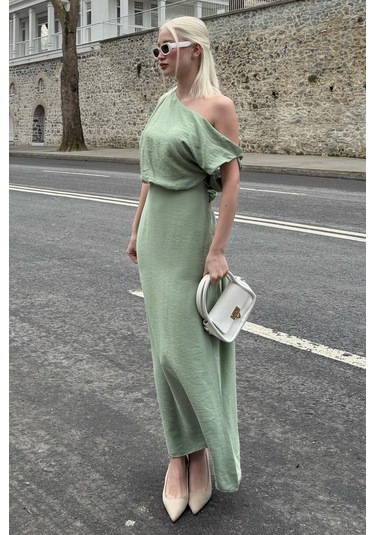 Madmext Madmext Mint Yeşili Düşük Omuz Elbise Mg2349 Mint Yeşili