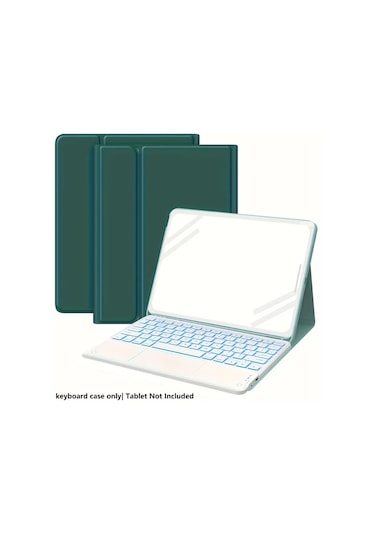 Honeybeeshop Yeşil İpad Uyumlu Pro 11 Ve Air4/5/6 10.9 İçin Klavyeli İpad Uyumlu Kılıfı 7 Renkli Aydınlatmalı Çıkarılabilir Tablet Klavyesi Ve Dokunmatik Ped İle Kalem Tutuculu
