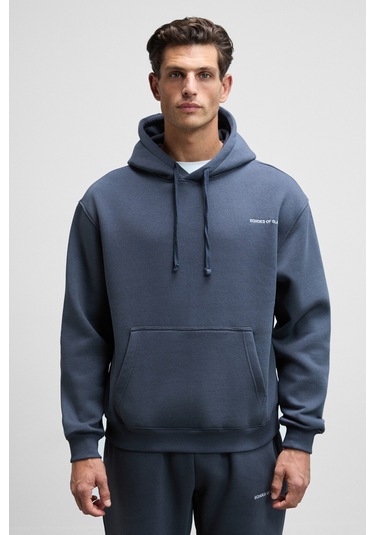 MARSHALLHOODIE Erkek Pamuklu İçi Polarlı Nakışlı Relaxed Koyu Gri Eşofman Takımı