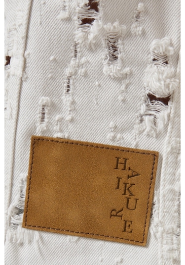 Haikure Jena Destroyed Denim Ceket, Bej Şık Ve Modern Sokak Stili Krem