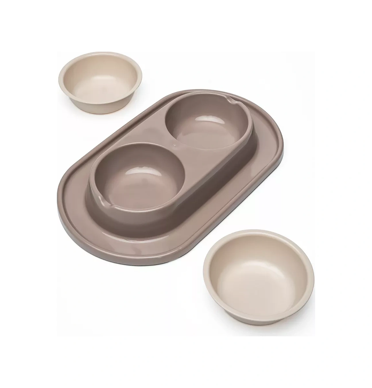 Al'ternativa Bej Renkli Kedi Ve Köpekler İçin Çift Kase 178093931