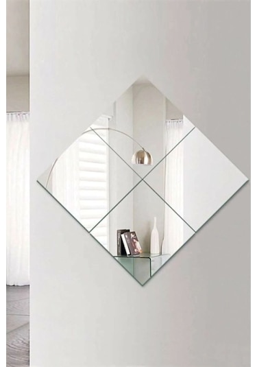 Dekoratif Kare Gümüş Pleksi 6 Adet 15x15cm Kendinden Yapışkanlı Gümüş