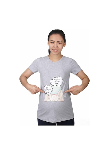 Mummy's Baby Hamile Tişört Are You Gri 7747
