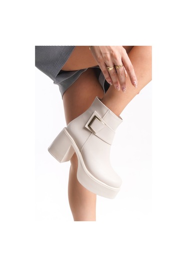 Ventes Aksesuar Detaylı Kalın Taban Ve Topuklu Kadın Bot 914310-z Ten