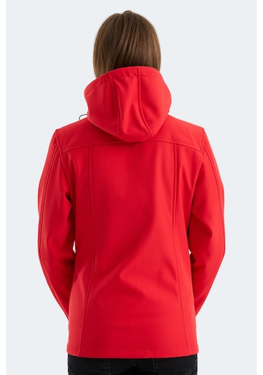 Slazenger Heat Control Kadın Çıkarılabilir Kapüşonlu Kırmızı Mont & Kaban Kırmızı