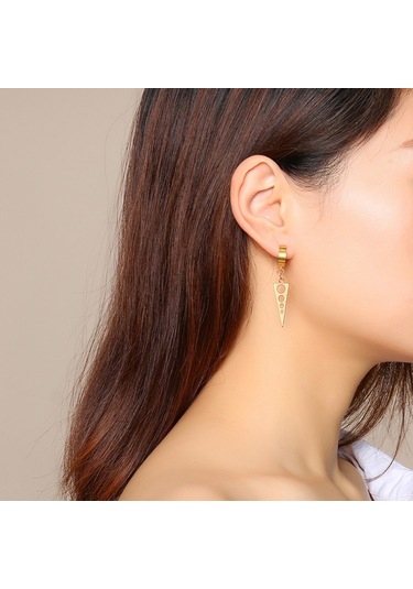 Ehediye Chavin Çelik Sarı Sallantılı Bayan Erkek Küpe Dz45Sr Altın