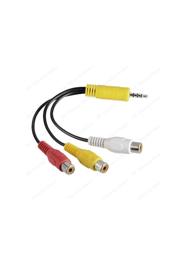 3.5Mm Mini Jack Av Erkek - 3X Rca Dişi Sesli Video Konektör