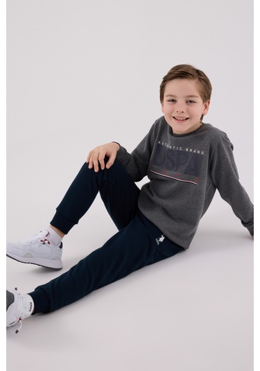 Lisanslı Erkek Çocuk Alt Üst 2 Parça Eşofman Takımı Us2209 Antrasit Melanj