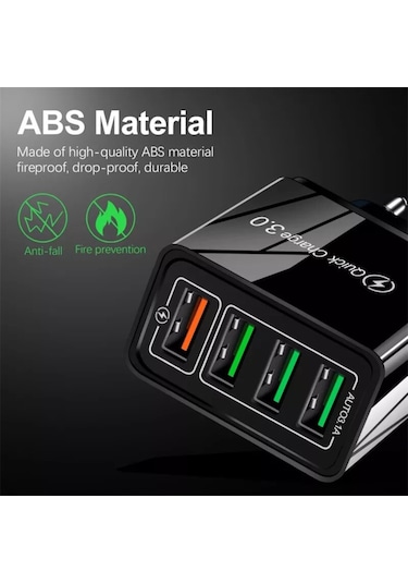 Zuidid Hızlı Şarj Qc 3.0 4 Usb Portlu 3.1A 48W Çoklu Şarj Cihazı (490615844)