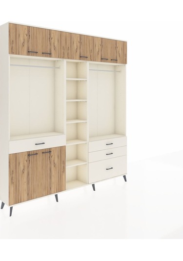 Arges Dolap 11 Raflı 4 Çekmeceli 2 Askılı 220x30x243 Aytaşı-çam/aytaşı Atlas Çam/aytası