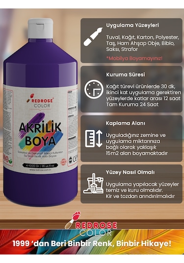 Red Rose Ara Renkler Akrilik Boya 4'lü Set 4 x 1 KG
