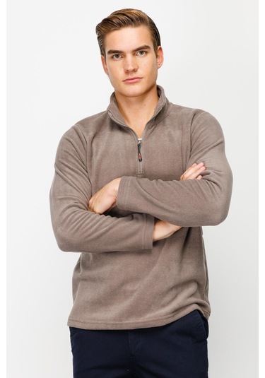 İgs Erkek A.kahve Standart Yarım Fermuar Polar Açık Kahverengi