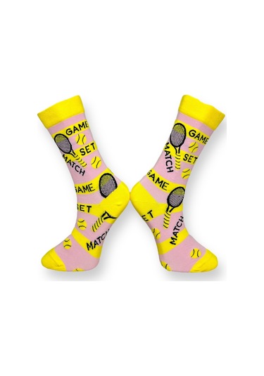 3'lü Unısex Popcorn, Tenis Ve Bira Temalı Esnek Nem Alabilen Pamuklu Spor Soket Çoraplar Çok Renkli