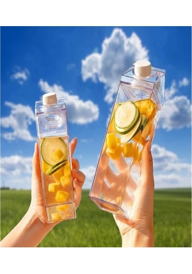 Finehome Süt Kutu Tasarımlı Su Kahve İçecek Şişesi