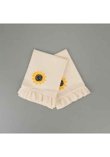 Evidea Soft Nakışlı Fırfırlı 2'li Amerikan Servis - Ekru - 35x50 Cm Ekru