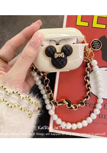 Apple Airpods 3. Nesil İle Uyumlu Kılıf Kalp Leopar Taş Kiraz Desenli Fiyok Tutmalı Kılıflar Füme