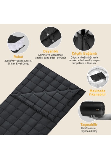 Haegs Kamp Battaniyesi - Dış Mekan Hafif Kompakt Seyahat Yorganı Kamp Yürüyüş Outdoor Şal, Battaniye 175-135 Cm Gri