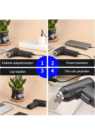 Kingsdun Sarjli Tornavida Seti 32 Parça Manyetik Uç 3.6v 1300mah
