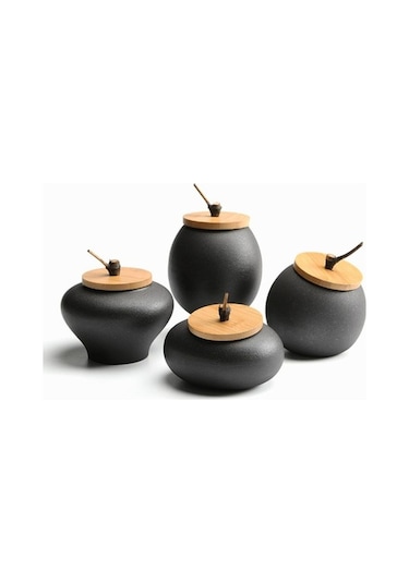 Pazly Seramik Çay Kutusu Kurutulmuş Meyve Depolama Tankı Kaba Çömlek Teneke Mühürlü Şişe Baharat Kavanoz Çay Caddy Hediyelik Diğer