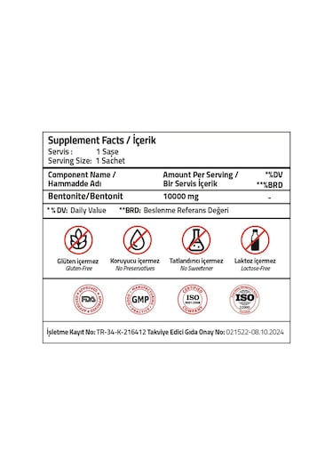 Bentonite 10000 Mg 30 Sachets
