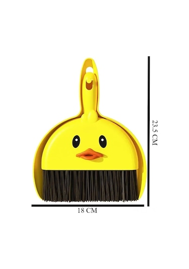 Shineyee Sarı Ördek Desenli Süpürge Ve Koval Seti - Ev Temizliği İçin Eğlenceli Ve Dayanıklı, Çocuk Dost, 235x180x40 Mm