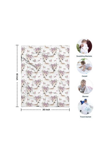 Geyik Desenli 30x40 Flanel Polar Battaniye, Yumuşak Ve Rahat-a7 Deer Floral Crown