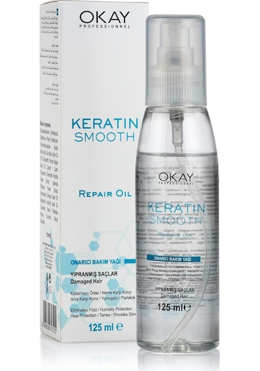 Okay Keratin Smooth Onarıcı Bakım Yağı Yıpranmış Saçlar 125 ML